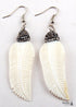 Boho Earrings, RH Dangle Earrings, White Shell Leaf Clay